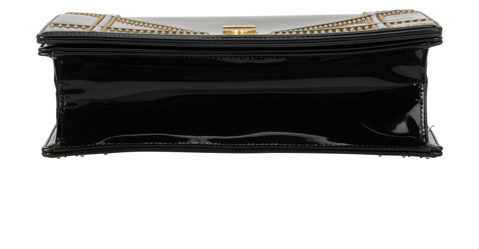 Medium Studded Diorama, &pound;1,900, Handbags, Black, Patent Leather, Top view